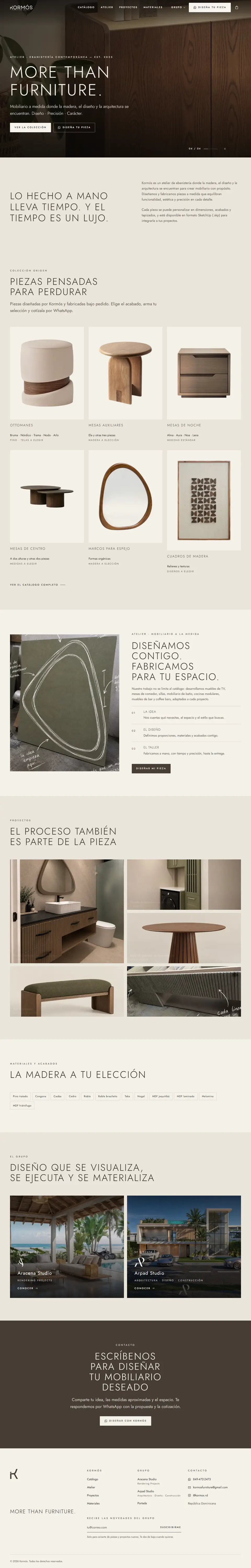 Recorrido por la página de Kormós: colección, atelier, proyectos y materiales